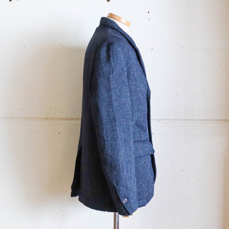 HORLOGERTailored Blazer Re-Tweed Herringbone Melange blue