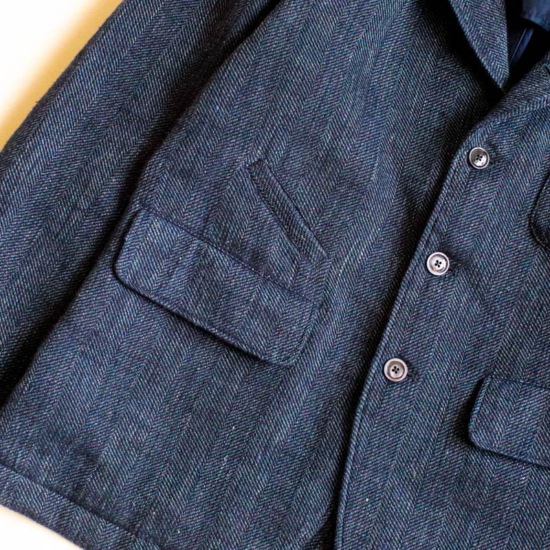 HORLOGERTailored Blazer Re-Tweed Herringbone Melange blue