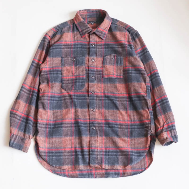 ENGINEERED GARMENTS Work Shirt 　Cotton Plaid Flannel　Orange/Red