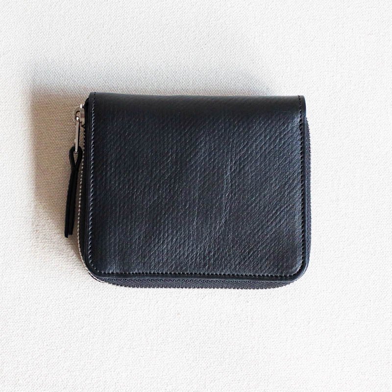 Round Zip Short Wallet  Russian Calf BlackUncleSam Special