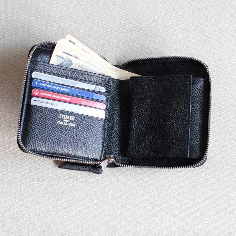 Round Zip Short Wallet  Russian Calf BlackUncleSam Special