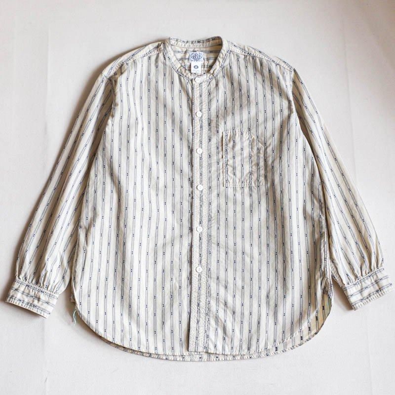 Band Collar Shirt MVStripe shirtingNatural