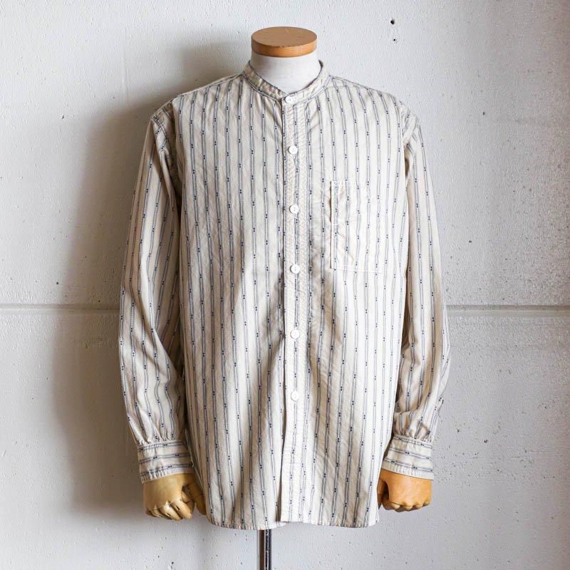 Band Collar Shirt MVStripe shirtingNatural