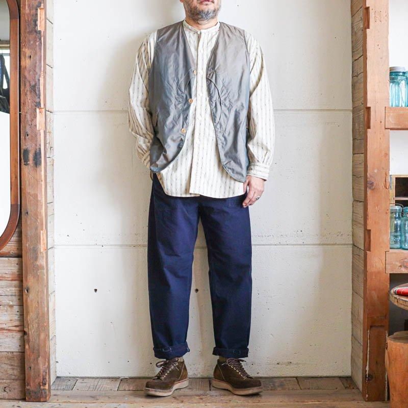 Band Collar Shirt MVStripe shirtingNatural