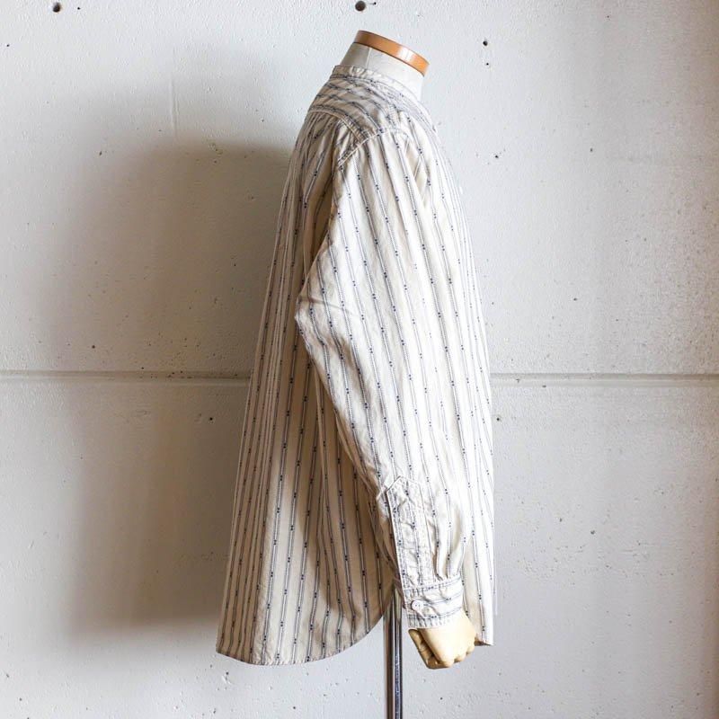 Band Collar Shirt MVStripe shirtingNatural