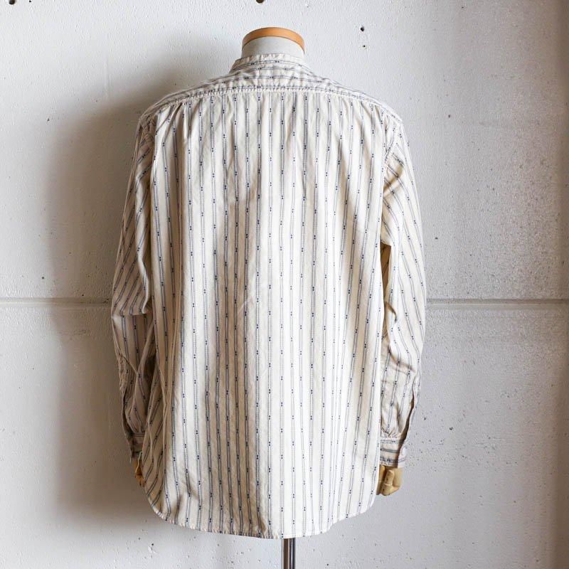 Band Collar Shirt MVStripe shirtingNatural
