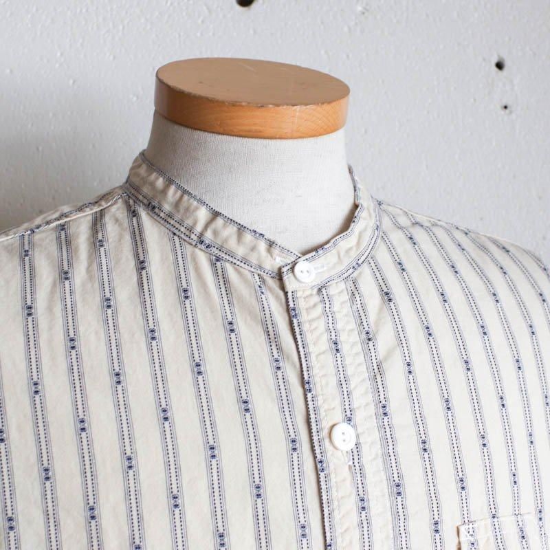 Band Collar Shirt MVStripe shirtingNatural