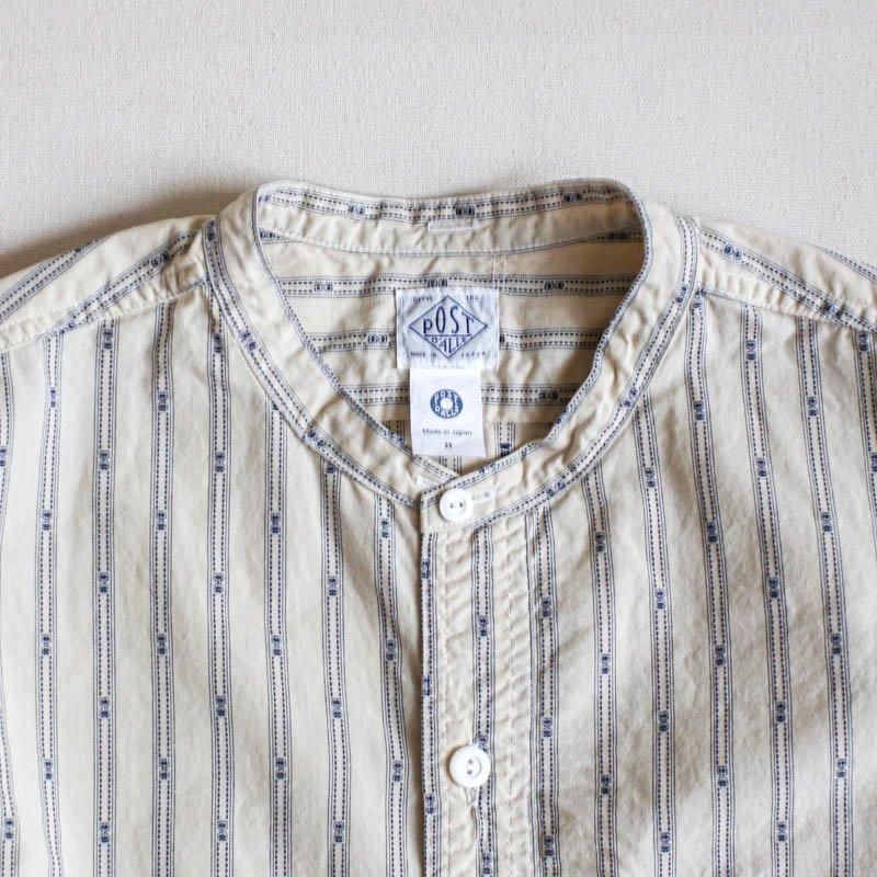 Band Collar Shirt MVStripe shirtingNatural