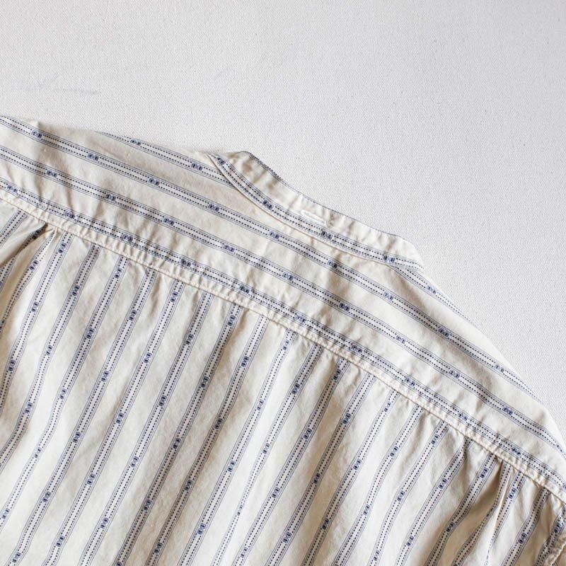 Band Collar Shirt MVStripe shirtingNatural