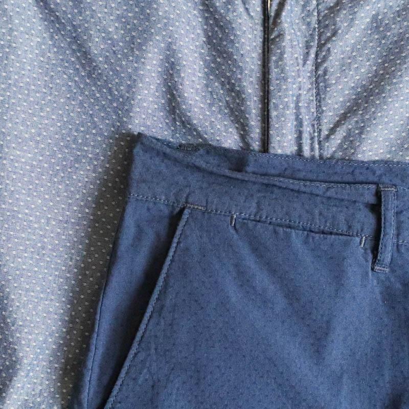 Menpolini Extra Shorts　dobby chambray indigo