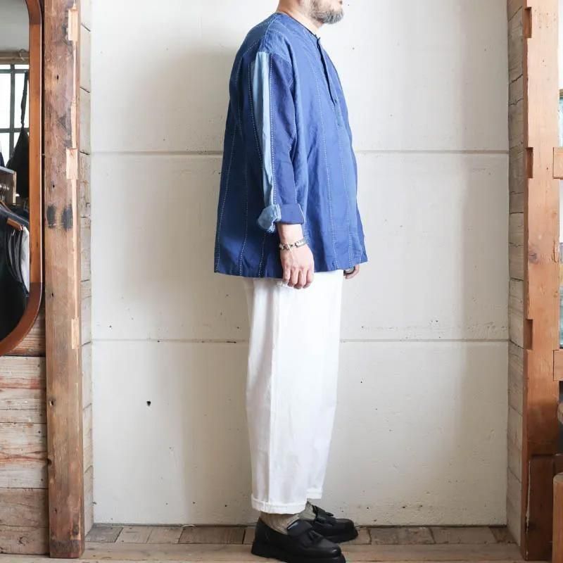 IDG刺し子パッチワークヘンリーシャツ
