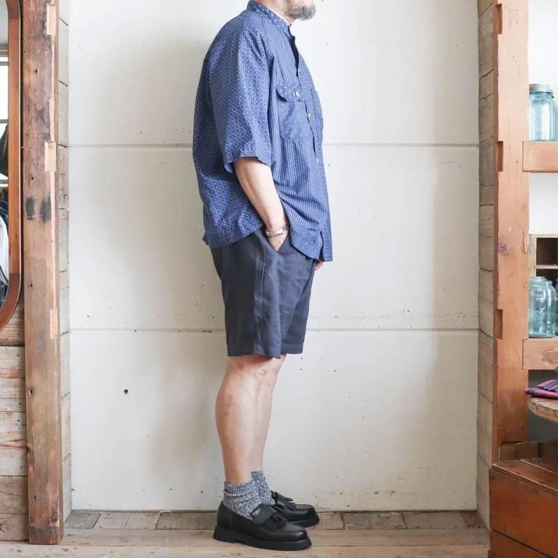 小紋柄パッチワーク半袖カバーシャツ