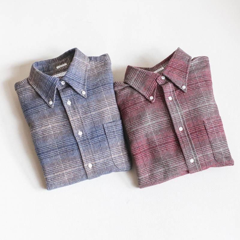 Heavy Flannel Shadow Plaid  NavyClassic Fit 