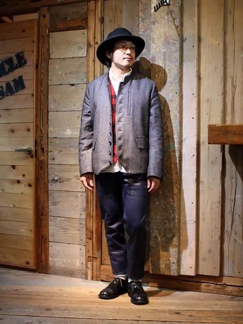 Morris��9 buttons��Indigo Herringbone