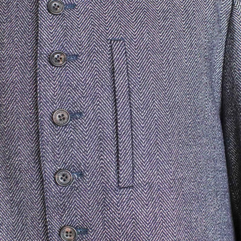 Morris��9 buttons��Indigo Herringbone