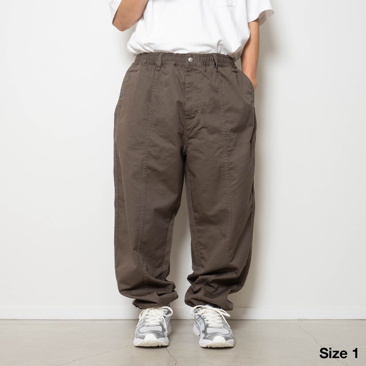 Cotton Twill Baggy Pants - Mocha - CUP AND CONE