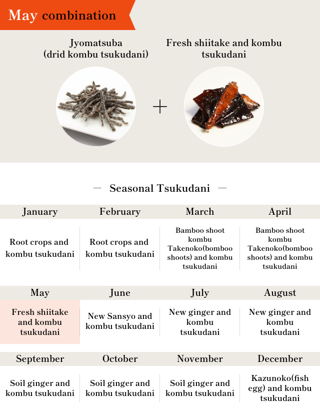May combination Jyomatsuba(drid kombu tsukudani) + (Nama) Shiitake mushroom and kombu tsukudani