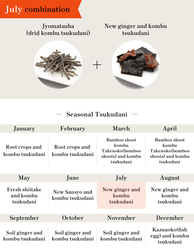 July combination Jyomatsuba(drid kombu tsukudani) + New ginger and kombu tsukudani