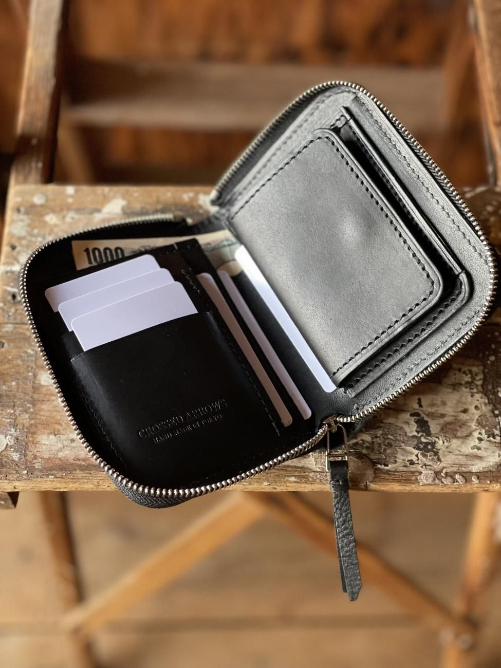 アリゾナレザー スタッズミドルジップウォーレット/Arizona Leather