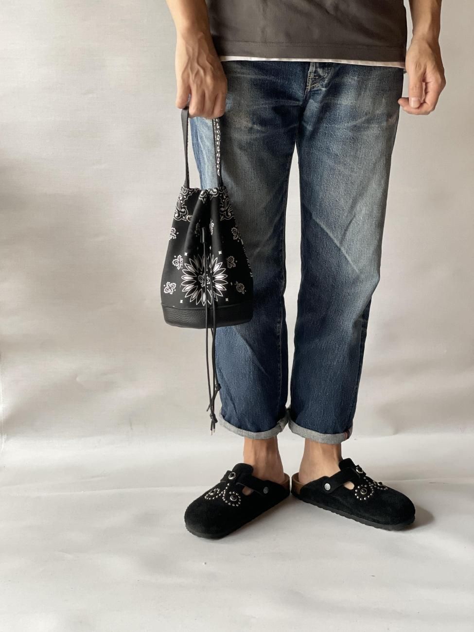 Bandana × Leather drawstring bag/バンダナ×レザー巾着