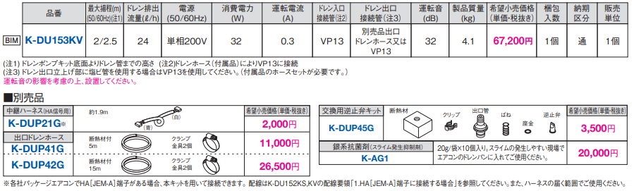 ドレンアップキット/ドレンポンプキット 空調関連部材 オーケー ドレンアップキット/ドレンポンプキット 空調関連部材 オーケー