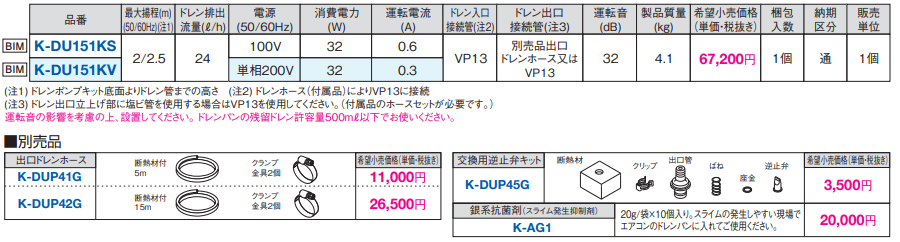 ドレンアップキット/ドレンポンプキット 空調関連部材 オーケー ドレンアップキット/ドレンポンプキット 空調関連部材 オーケー