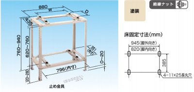 エアコン室外機架台(塗装/溶接亜鉛メッキ/ステンレス) 置台関連部材