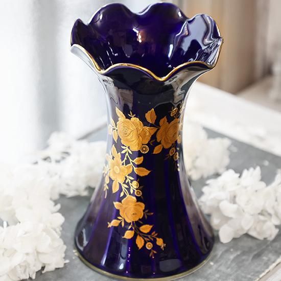 イタリア 花瓶 フラワーベース ブルー 黄色 クラシック 656-25BY イタリア製 輸入雑貨 花瓶 フラワーベース ブルー 黄色 シンプル