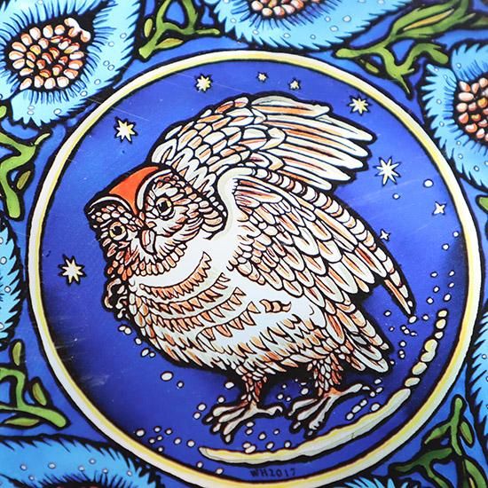 夢の国へ向かう月のボート ヴィンテージ ステンドグラス ヒュー・ウィリアムズ ステンドグラスステッカー「ウィリアム•ド•モーガン・オウル