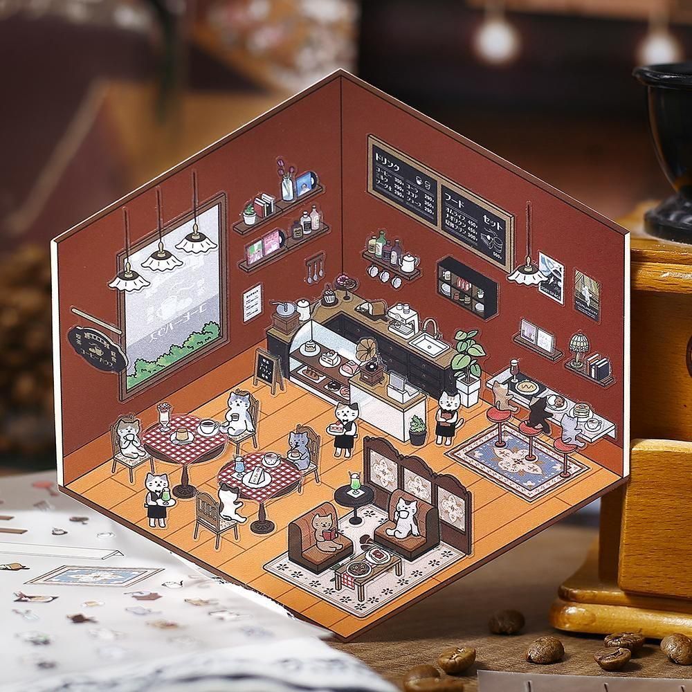 ジオラマ2.5Dシール「純喫茶」 - 海福雑貨通販部