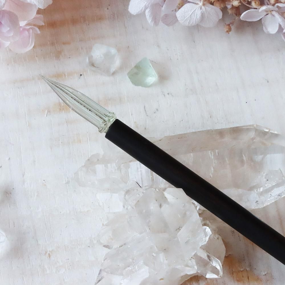 YUMING MUSEUM ガラスペン 黒 透明 文房具 『AZONXガラスペン キューブ ライトブルー AX-8506