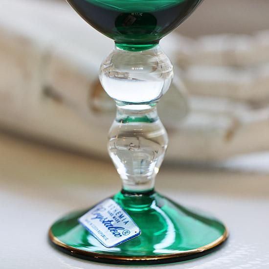 チェコ製金彩緑色グラス - 海福雑貨通販部