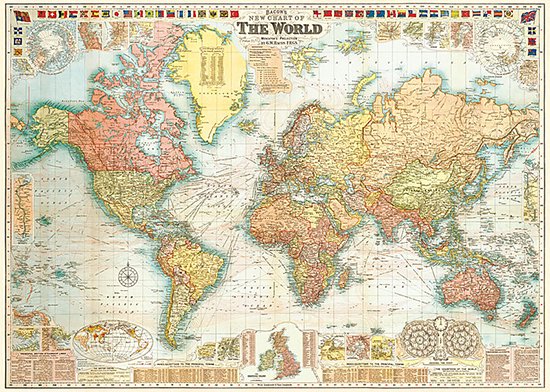 ポスター「世界地図-3」（別途送料500円）- 海福雑貨通販部