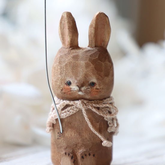 木彫り人形「ウサギ」 - 海福雑貨通販部