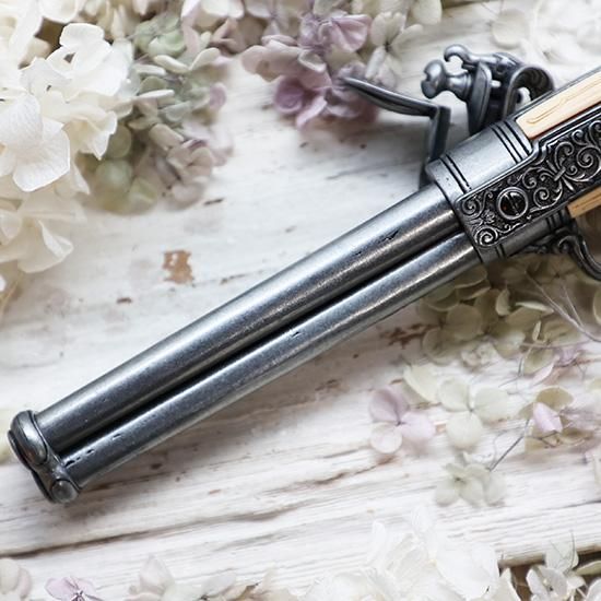 トリプルバレルフリントロックピストル・銀色 - 海福雑貨通販部