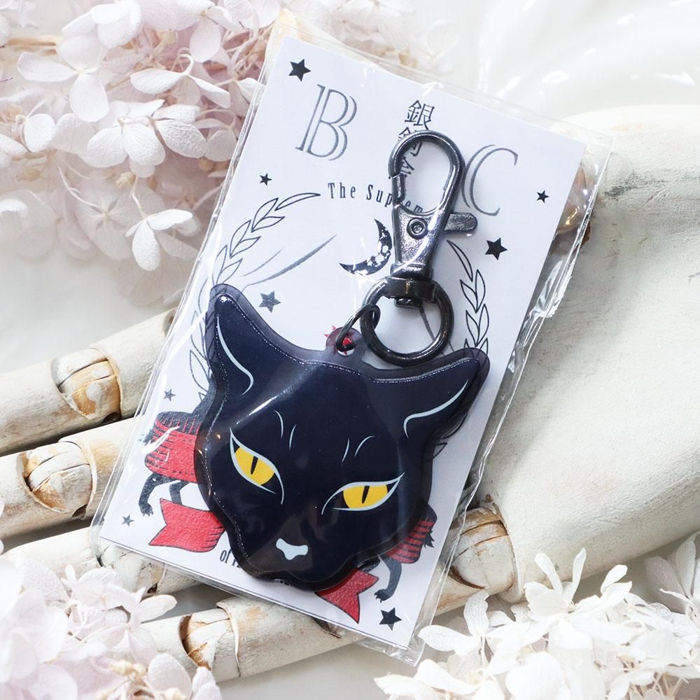 銀鉤舎アクリルキーホルダー「黒猫フェイス」 - 海福雑貨通販部