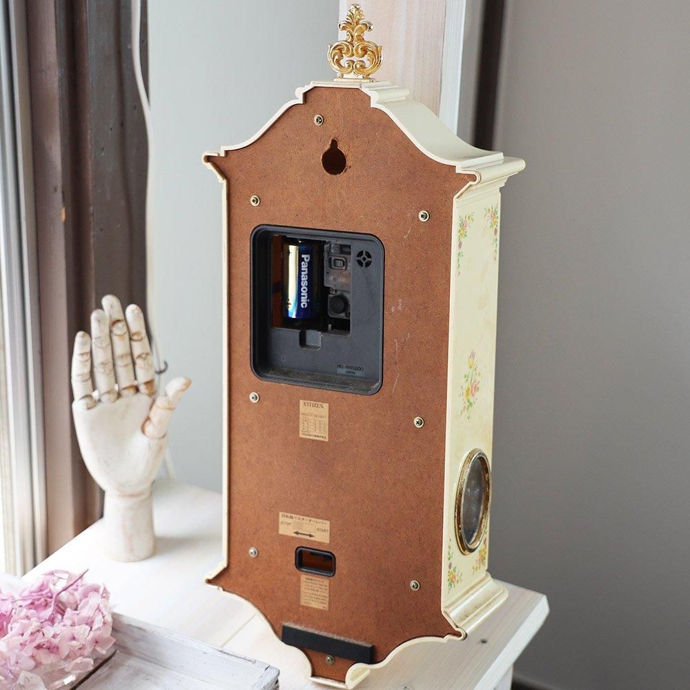 レトロ花柄掛け時計（電池式）- 海福雑貨通販部