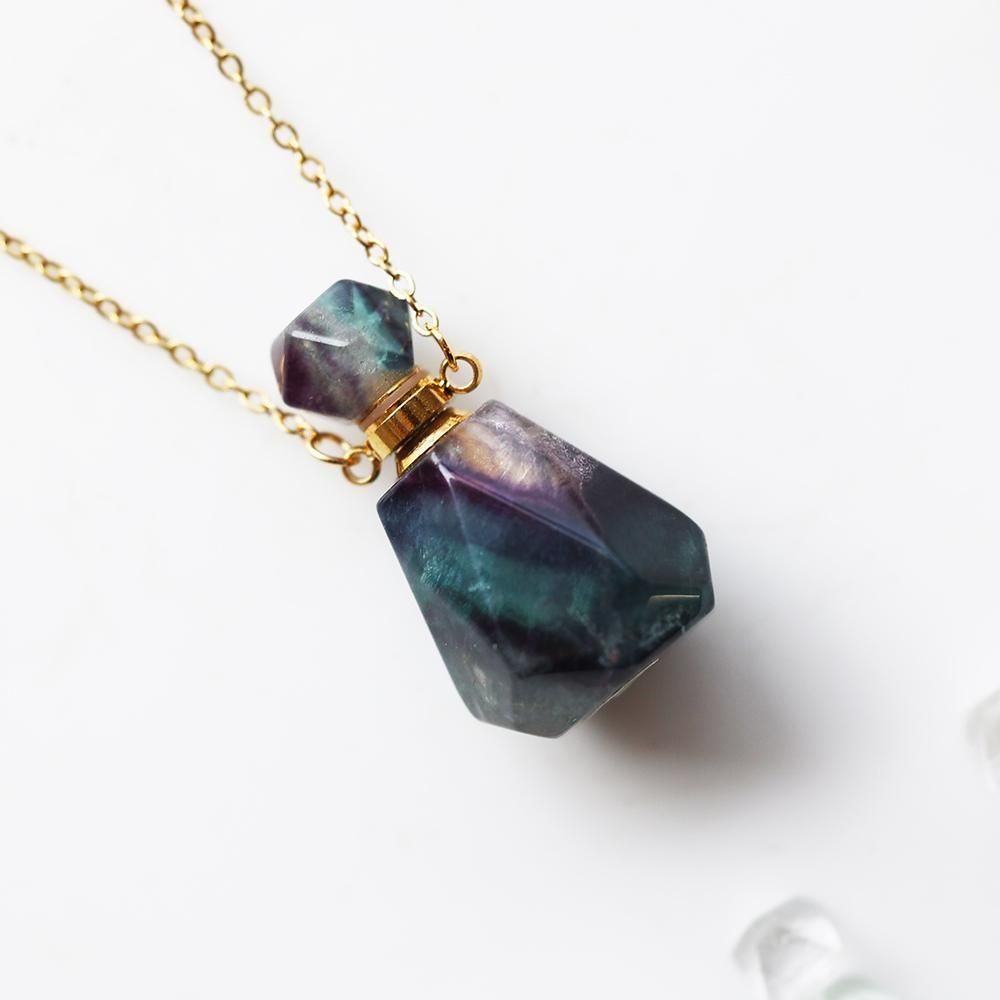 フローライト香水瓶ネックレス - 海福雑貨通販部