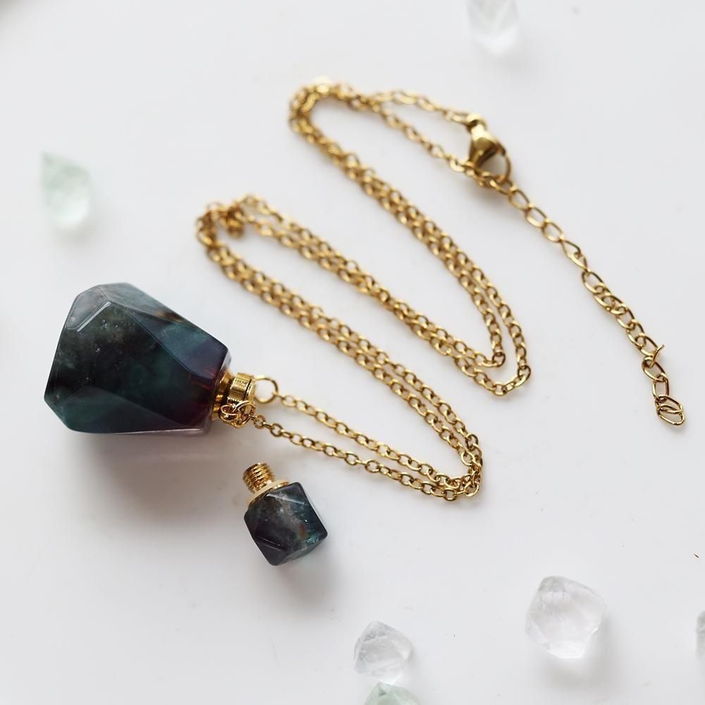 フローライト香水瓶ネックレス - 海福雑貨通販部