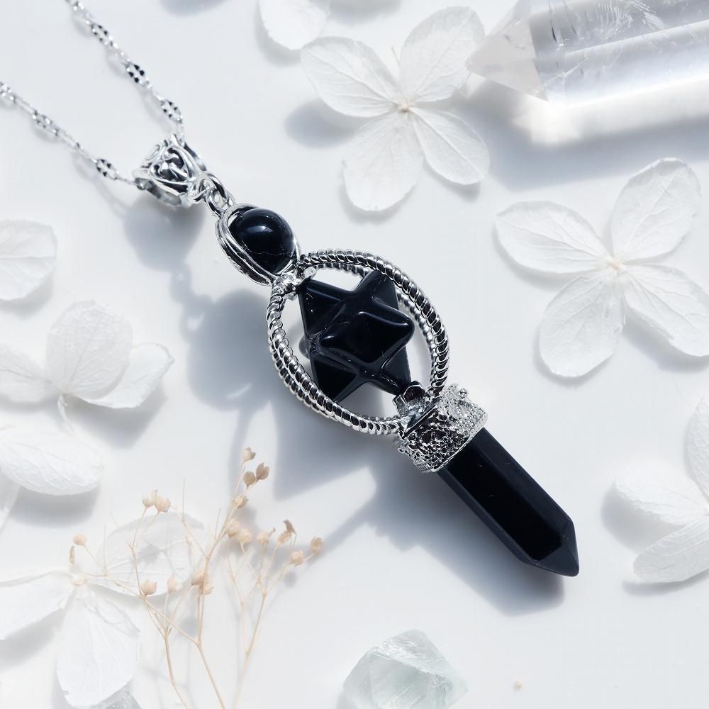 star pendulm necklace - obsidian - 海福雑貨通販部