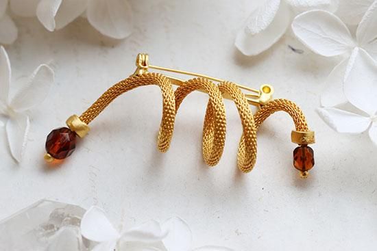 ブローチなどヴィンテージアクセサリーまとめ売り シトリンブラウンの大きなガラスの石のブローチ ヴィンテージ