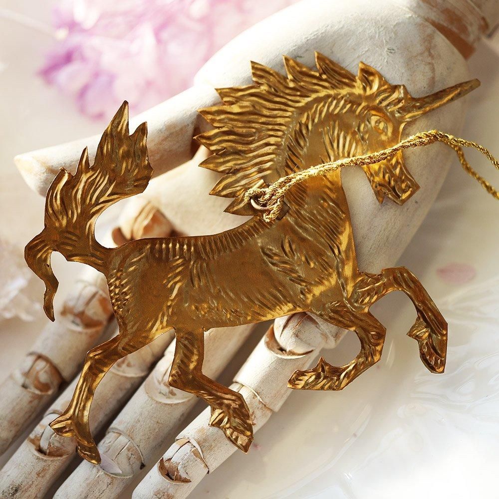 ユニコーン オーナメント ハンドメイド 飾り 名入れ)ユニコーンのクリスマスオーナメント 置台つき | iichi 日々の