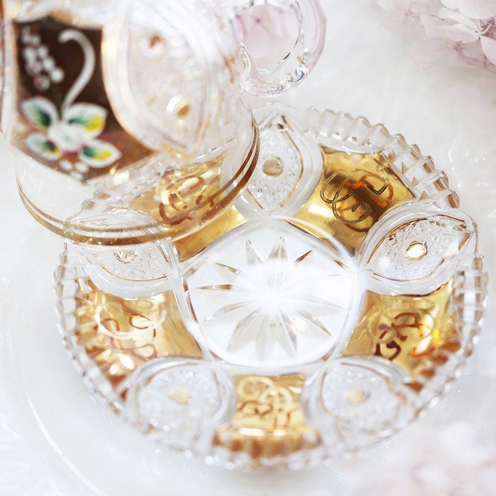 チェコ製金彩硝子カップ&ソーサー（備考有） - 海福雑貨通販部