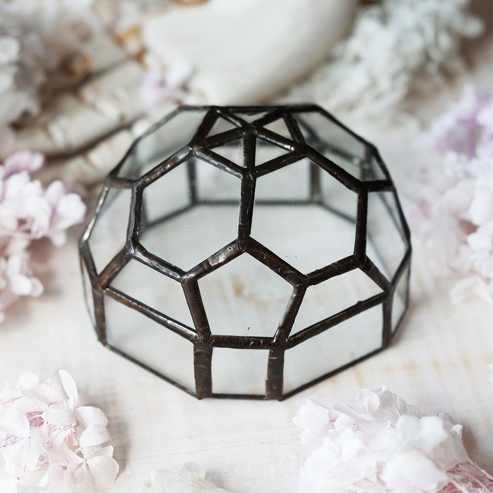 ステンドグラス テラリウム （造花付き） ステンドグラスのドーム型テラリウム - 海福雑貨通販部