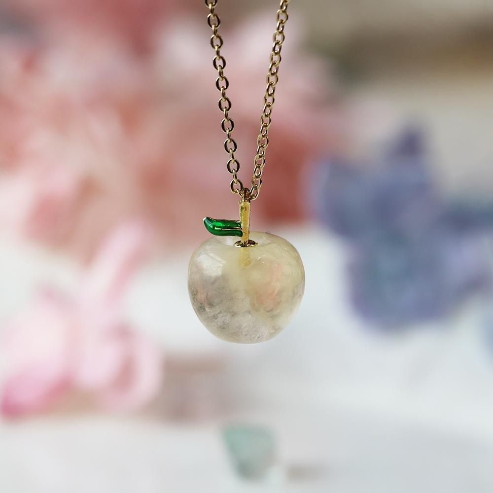 フローライトの林檎ネックレス・黄 - 海福雑貨通販部