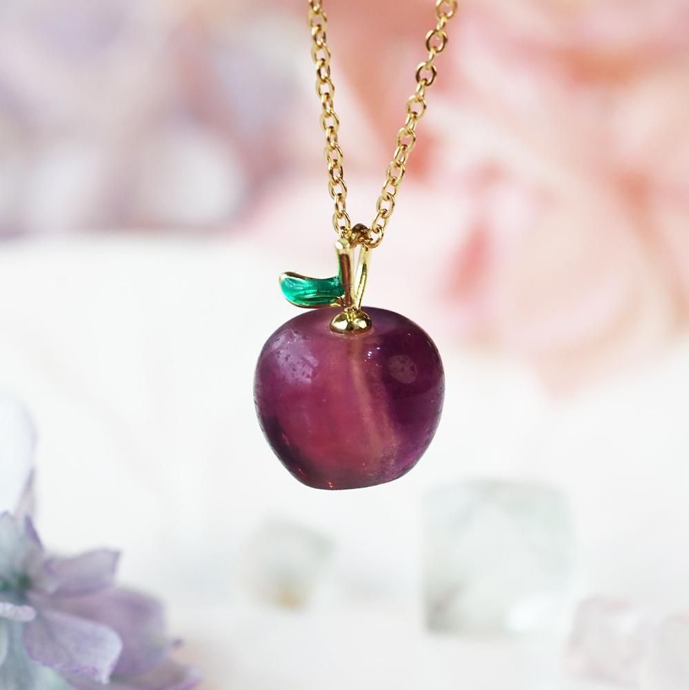 フローライトの林檎ネックレス・紫 - 海福雑貨通販部