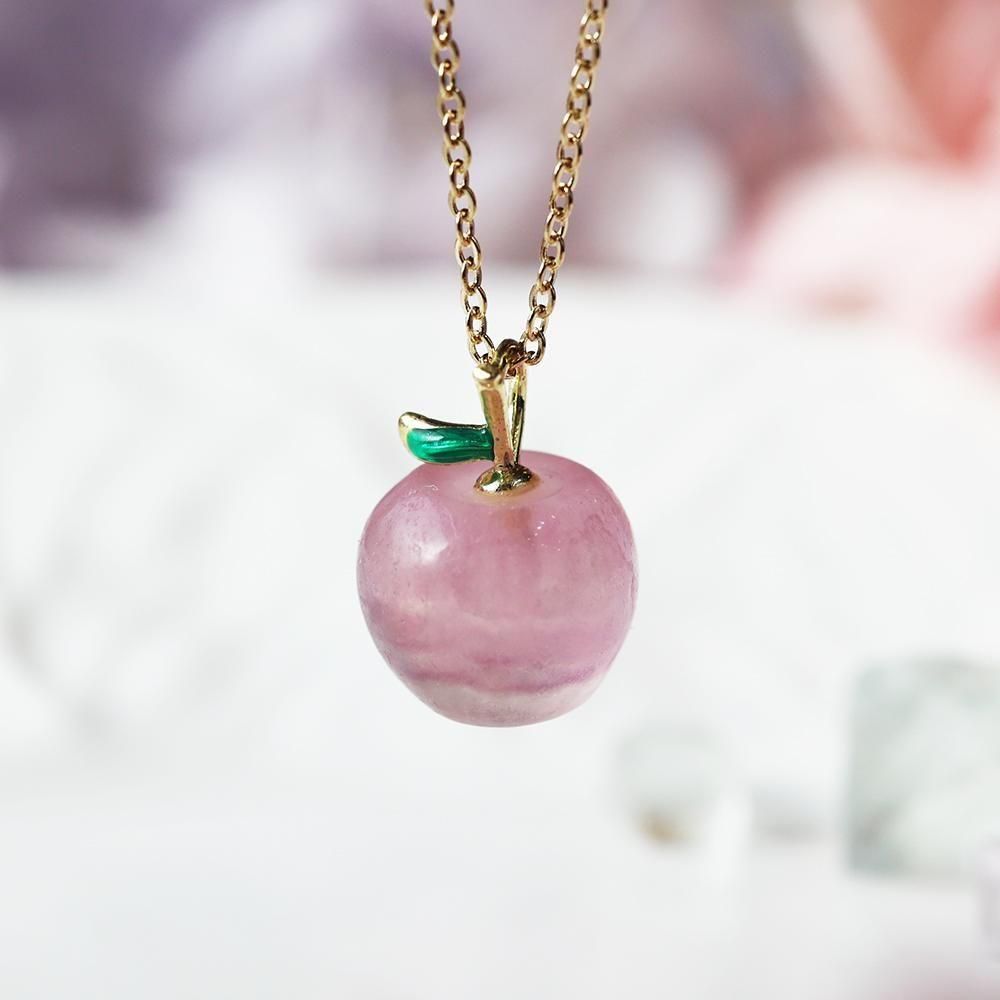 フローライトの林檎ネックレス・桃 - 海福雑貨通販部