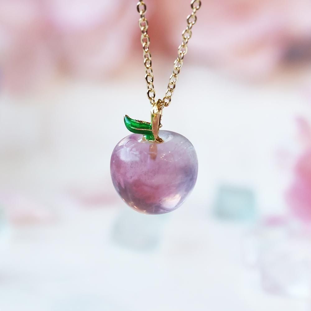 フローライトの林檎ネックレス・桃 - 海福雑貨通販部