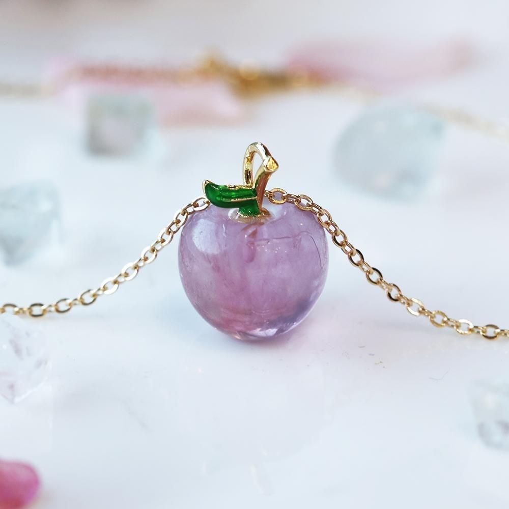 フローライトの林檎ネックレス・桃 - 海福雑貨通販部