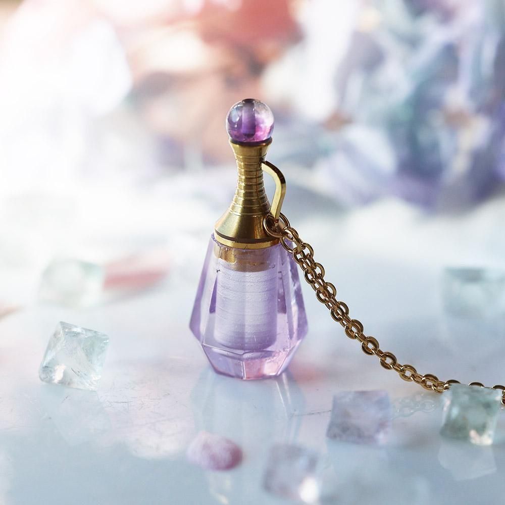 水瓶型アメジスト香水瓶ネックレス - 海福雑貨通販部